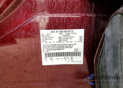 2020 Ford Edge Sel из США, поврежденный, VIN 2FMPK3J92LBB22977